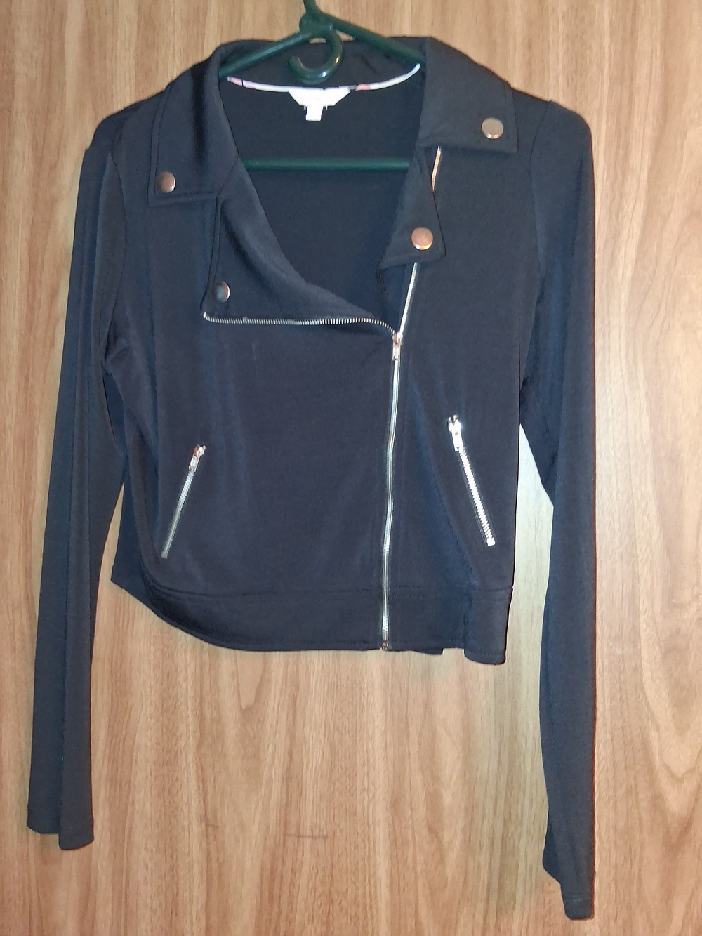Candie's Black Asymmetric Zip Moto Sweatshirt